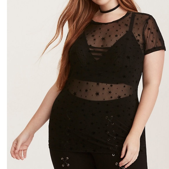 torrid Tops - NEW TORRID Star Mesh Fitted Tee Shirt